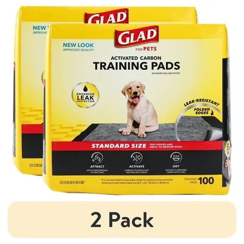 (2 Pack) Activated Charcoal Leak-Resistant Training Pads for Dogs, 23In X 23In, 100 Count