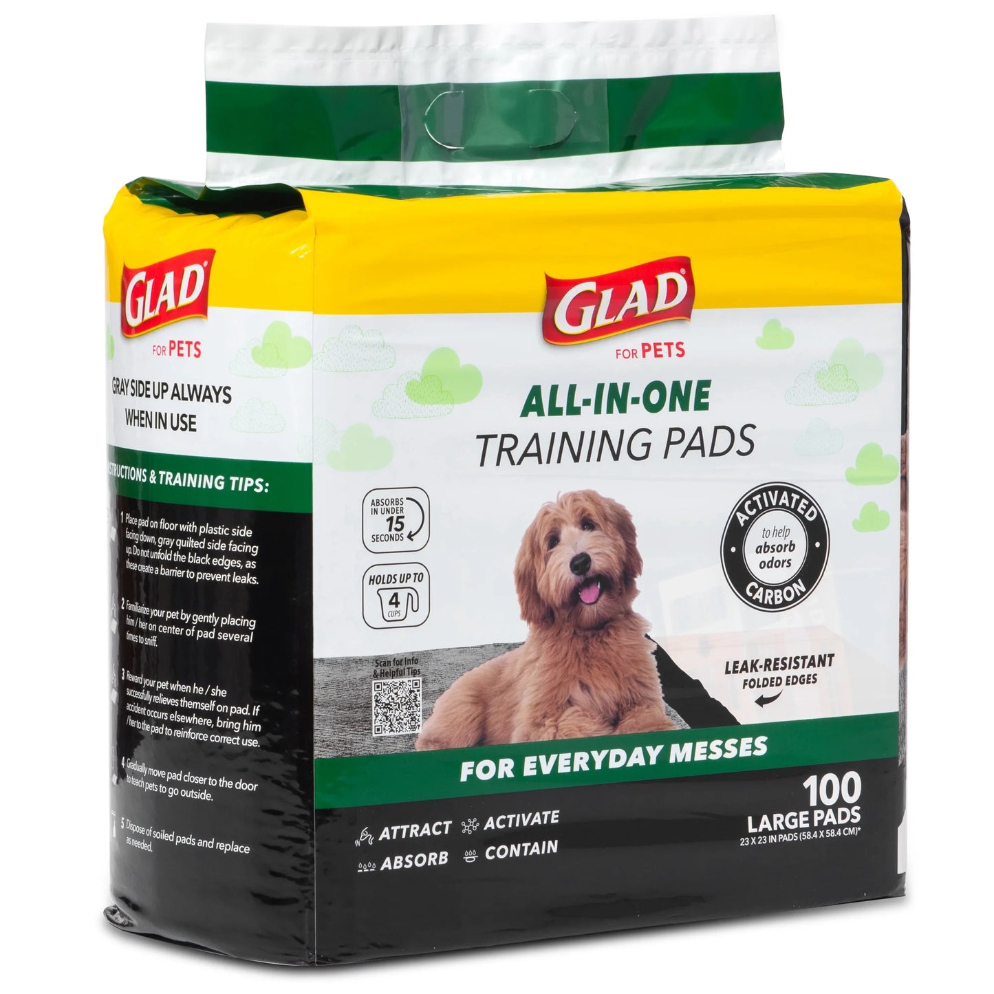 (2 Pack) Activated Charcoal Leak-Resistant Training Pads for Dogs, 23In X 23In, 100 Count